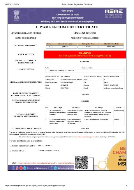 Preview of Udyam Registration Certificate