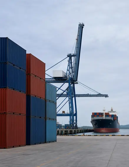 Port and containers representing Aericon overseas trade